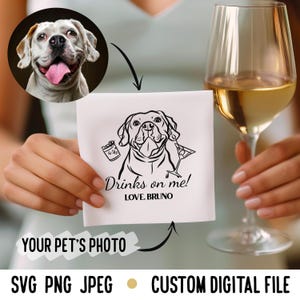 Custom Pet Portrait Wedding SVG: Dog Cocktail Napkins Design (Digital Download