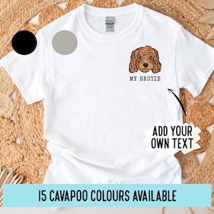 Cavapoo T-Shit/ Camiseta personalizada con retrato de Cavapoo/ Camisa amante de los perros con mascota personalizada/ Camiseta de raza de perro/ Camiseta única DE mascota/ Camiseta Cavapoo