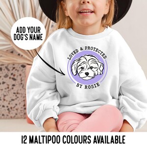 Maltipoo Children Sweatshirt/ Custom Dog Breed Face Kids Jumper/Cute Maltipoo Toddler Gift Idea/ Maltipoo Print Sweater/Dog Breed Child Gift