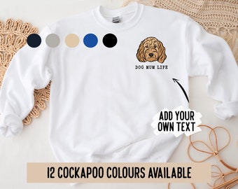 Cockapoo Face Sweatshirt/ Personalised Dog Face Crewneck Jumper/ Custom Pet Portrait Unisex Sweatshirt/ Cockapoo Owner Lover Birthday Gift