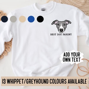 Personalisierte Whippet Windhund Sweatshirt / Custom Whippet Gesicht Portrait Pullover / Windhund Besitzer Liebhaber Geschenk / Hund Illustration Pullover Geschenk