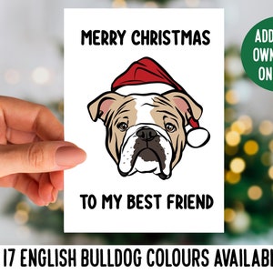 Carte de Noël de bouledogue anglais / Bully Race Carte de chien personnalisée / Carte de voeux de propriétaire de chien de Joyeux Noël / Cadeau de propriétaire de bouledogue anglais