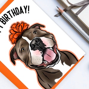 American Bully Breed Geburtstagskarte / Haustier Feier Postkarte / Happy Dog Geschenk / Hund Besitzer Geschenk / Bulldog Digital Cartoon Illustration