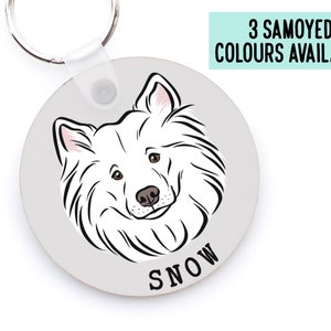 Personalised Samoyed Keyring/ Custom Samoyed Name Keychain/ Personal Dog Breed Keyring/ Samoyed Lover Gift/ Samoyed Dog Owner Memorial Gift