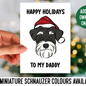Miniature Schnauzer Christmas Card/ Custom Dog Illustration Greeting Card/ Pet Portrait Merry Christmas Card/ Cute Schnauzer Owner Card Gift