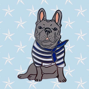 Pin de esmalte de bulldog francés / Pin de esmalte duro de perro lindo / Diseño de Frenchie azul / Regalo de amante de los perros / Relleno de medias / Pin de esmalte de cara de Frenchie