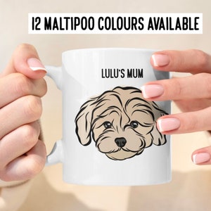 Personalised Maltipoo Dog Mug/ Cute Maltipoo Face Custom Mug/ For Dog Owner Personal Mug/ Customised Maltipoo Name Gift Mug for Pet Lover