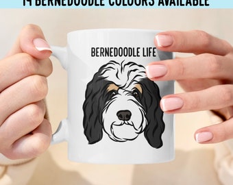 Personalized Bernedoodle Portrait Mug: Custom Dog Breed Colors