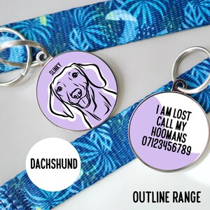 Dachshund Outline ID Tag Personalised Sausage Dog Face Collar Tag/ Custom Dachshund Name Identity Tag Cute Dachshund Owner Gift/ Dog Tag