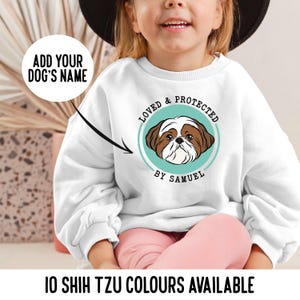Personalisierter Shih Tzu Kinder Pullover / Benutzerdefinierter Shih Tzu Gesicht Name Kinder Pullover / Shih Tzu Besitzer Nettes Geschenk / Hund Cartoon Sweatshirt der Kleinen