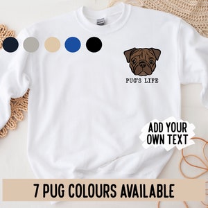 Pug Face Sweatshirt/ Cute Pug Portrait Crewneck Jumper/ Dog Breed Portrait Sweater/ Pug Owner Lover Birthday Gift/ Pug Illustration Gift