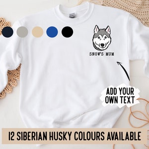 Siberian Husky Sweatshirt/ Personalised Husky Breed Face Jumper/ Large Dog Breed Owner Sweatshirt/ Pet Illustration Crewneck Jumper Gift