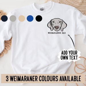 Weimaraner personalisierter Pullover / Sweatshirt für Hundeliebhaber / Weimaraner Art Mum Geschenkidee / Hund Papa Unisex Pullover / Hunderasse Gesicht Crewneck