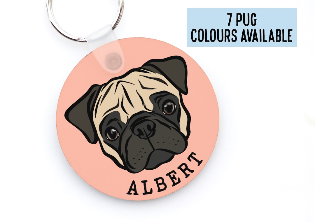 Personalized Pug Keychain: Custom Dog Portrait Keyring - Etsy