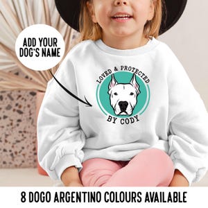 Dogo Argentino Kinder Sweatshirt/Personalisierte Hunde Porträt Gesicht Kinder Pullover/Hund Rasse Besitzer Familie Sweatshirt/Haustier Illustration Pullover Geschenk