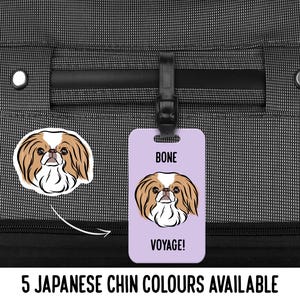 Japanese Chin Luggage Tag/ Customised Pet Owner Travel Bag Tag/ Luggage Label with Japanese Chin Breed Print/ Gift for Traveller with Dogs