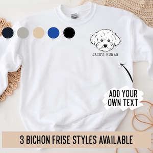 Bichon Frise Sweatshirt / Süßes Bichon Frise Portrait Rundhalspullover / Hunderasse Portrait Pullover / Bichon Frise Geburtstagsgeschenk/ Haustier Druck Pullover