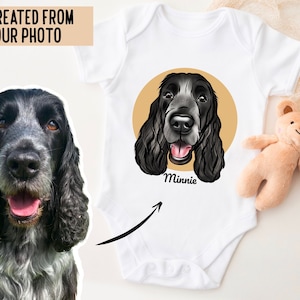 Pet Portrait Baby Bodysuit/ Cute Dog Baby Shower Gift/ Customised Pet Illustration Art/ Cute Personalised Newborn Gift/ Unique Baby Vest