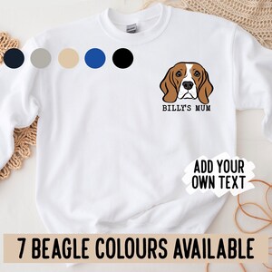 Beagle Portrait Sweatshirt/ Custom Beagle Dog Mum Gift/ Personalised Beagle Dog Breed Jumper Beagle Face Crewneck Sweater Beagle Lover Gift