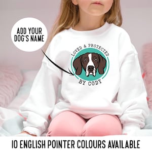 Englisch Pointer Kinder Sweatshirt / personalisierter Hundebesitzer Rundhalsausschnitt Kinder Pullover / Hundegesicht Individuelles Kinder Sweatshirt / niedliches Pointer Hund Geschenk