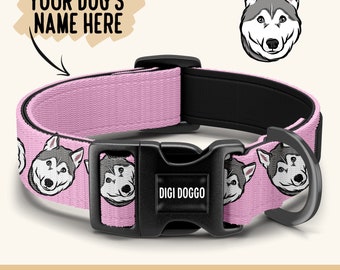 Collier Husky sibérien/Collier pour chien Husky personnalisé/Collier pour chien par sublimation/Collier pour animal de compagnie personnalisé avec nom/Cadeau unique de collier de chien pour Husky