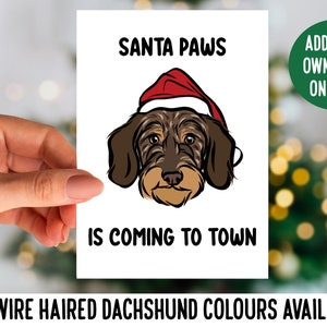 Wire Haired Dackel Weihnachtskarte / Dackel Illustration Grußkarte / Festliche Dackel Personalisierte Karte / Dackel Besitzer Geschenk