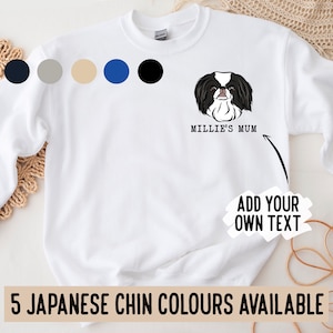 Japanese Chin Owner Sweatshirt/ Personalised Small Dog Breed Lover Jumper/ Custom Japanese Chin Portrait Crewneck Jumper/ Dog Lover Gift