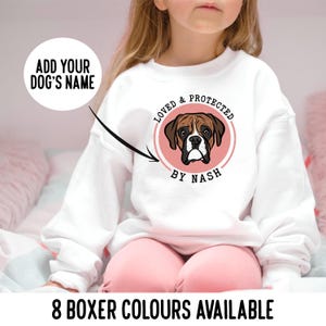 Boxer Hund Kinder Pullover / Personalisierter Boxer Rasse Gesicht Jugend Pullover / Hunderasse Besitzer Sweatshirt / Haustier Illustration Kleidung Geschenk für Kinder