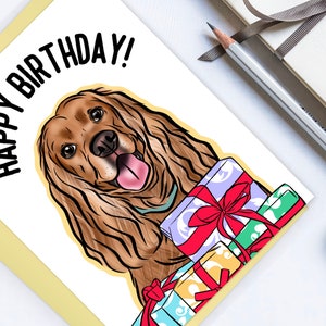 Cocker Spaniel Geburtstagskarte / Personalisierte Hund Grußkarte / Happy Birthday Cute Dog Card / Dog Mom Card / Pet Portrait Artwork Card
