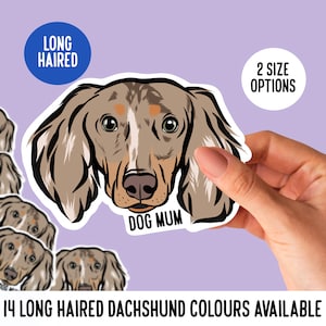 Langhaarige Dackel-Aufkleber/Benutzerdefinierte Wurst-Hundegesicht-Laptop-Aufkleber/Hunde-iPad-Tablet-Aufkleberpaket/Dackel-Liebhaber-Geschenk für Büromitarbeiter