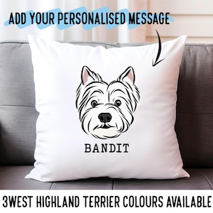 West Highland Terrier Face Pillowcase/ Personalised Dog Breed Portrait Bed Pillow Cover/ Unique Westie Art Cushion Cover/Home Decor Dog Gift