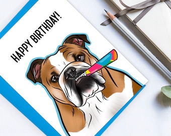 Personalized English Bulldog Birthday Card for Dog Lovers
