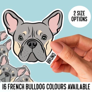 Französische Bulldogge Aufkleber / personalisierte Frenchie Gesicht Sticker Pack / Custom Dog Breed Sticker Bundle / Frenchie Name Die Cut Laptop Sticker