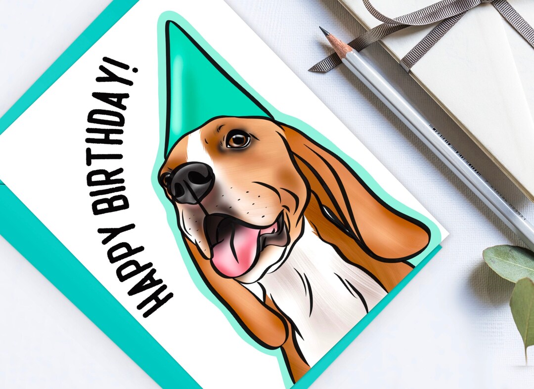 Beagle Birthday Card, Personalized Dog Portrait Greeting Card - Etsy