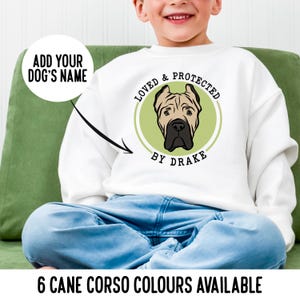 Personalised Cane Corso Kids Jumper/ Large Dog Breed Toddler Sweatshirt Gift/ Cane Corso Dog Family Gift Idea/ Dog themes Boy Girl Present