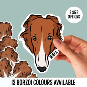 Stickers barzoï personnalisés/autocollants portrait visage barzoï russes/autocollants personnalisés pour ordinateur portable pour animaux de compagnie/autocollants découpés sur mesure chien/propriétaire barzoï