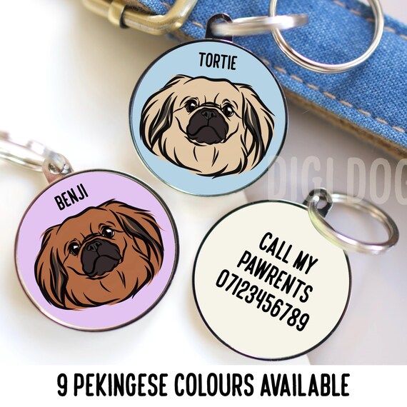 Custom Pekingese Dog ID Tag: Personalized Metal Pet Collar Tag