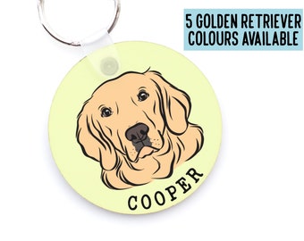 Golden Retriever Keyring Personalised Golden Retriever Face Keychain Dog Owner Keepsake Gift Custom Pet Memorial Keyring Cute Goldie Mum Art