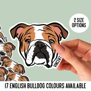 Adesivi Bulldog inglese/ Adesivi personalizzati con nome Bulldog fustellati/ Set di adesivi per disegni di razze di cani/ Adesivo per laptop Bulldog inglese