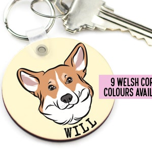 Personalised Corgi Keyring/ Custom Welsh Corgi Face Keychain Design/ Dog Breed Name Key Accessory/ Cute Corgi Gift Idea/ Corgi Memorial Gift