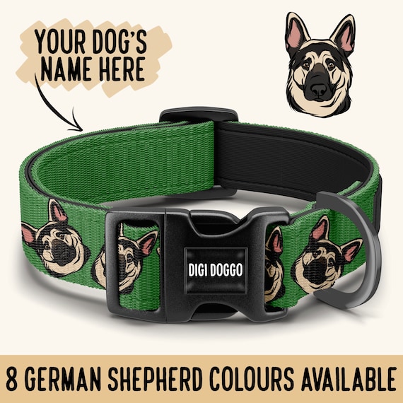 Personalisiertes Schferhund-Halsband: Personalisiertes Haustierportrait -  Etsy.de