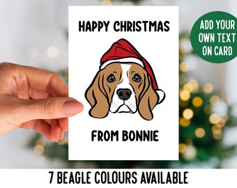 Personalized Beagle Christmas Card: Custom Dog Breed Festive Gift
