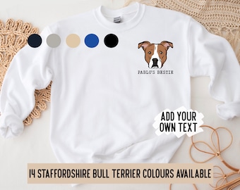 Staffordshire Bullterrier Sweatshirt / Personalisierte Staffie Portrait Pullover / Staffie Besitzer Custom Crewneck Pullover / Hunderasse Portrait Geschenk