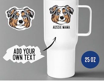 Taza de viaje personalizada de pastor australiano: termo de raza de perro (750 ml)