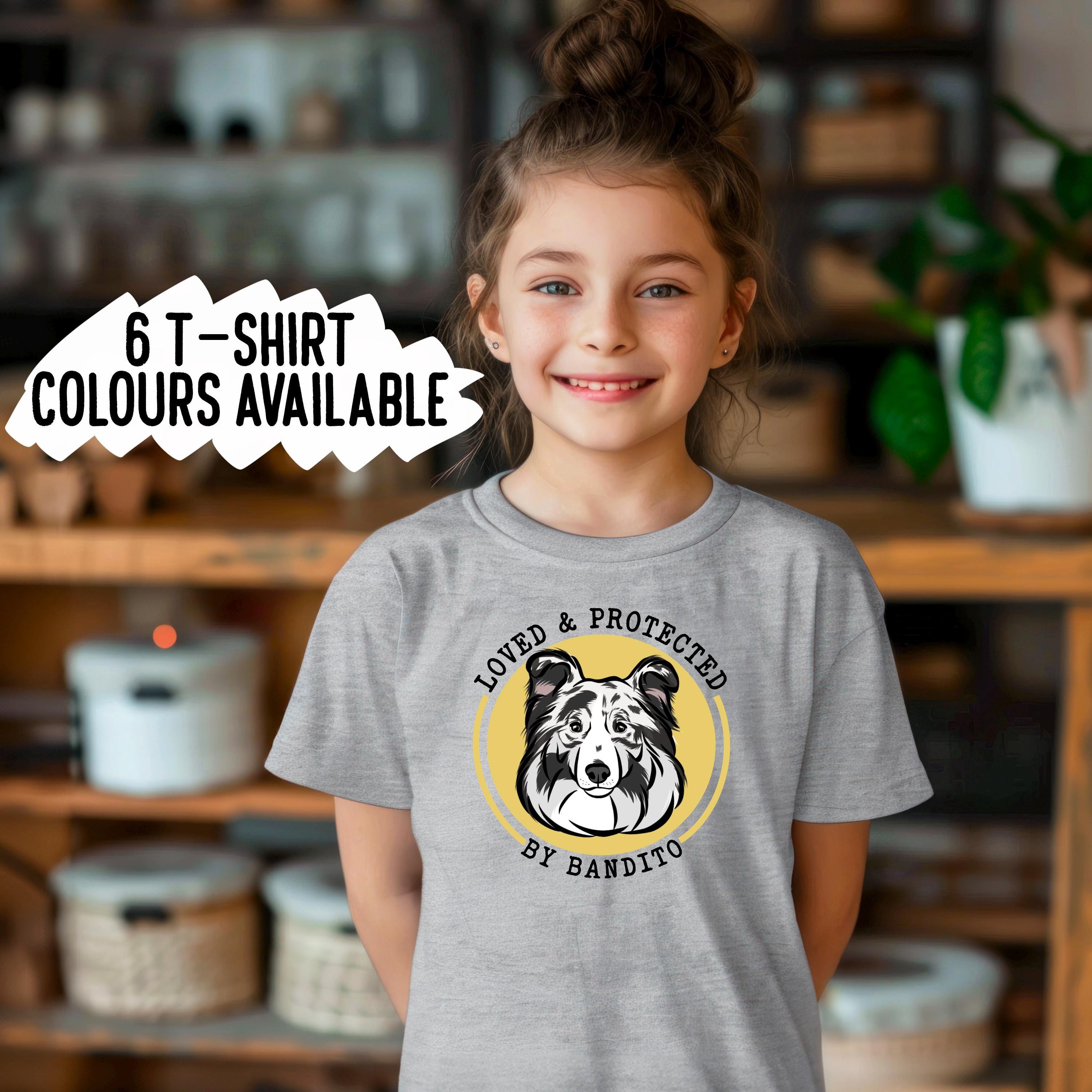 カスタムシェルティキッズTシャツ、シェットランドシープドッグ 