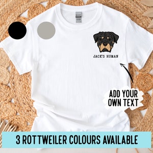 Rottweiler T-Shirt/ Dog Lover T-Shirt With Custom Pet/ Rottweiler Portrait T-Shirt/ Personalised Dog Owner Gift/Customised Dog Breed T-Shirt