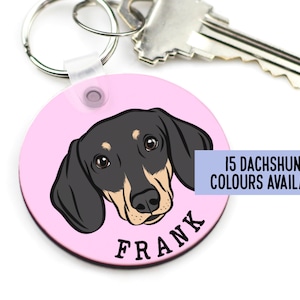 Dachshund Face Keyring Personalised Sausage Dog Keychain Custom Dachshund Name Keyring Cute Sausage Dog Lover Memorial Gift Pet Owner Art