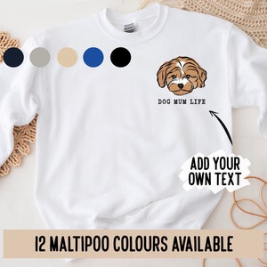 Maltipoo Sweatshirt/ Custom Dog Breed Face Print Jumper/ Cute Maltipoo Owner Gift Idea/ Maltipoo Dog Mum Sweater/ Small Dog Breed Owner Gift