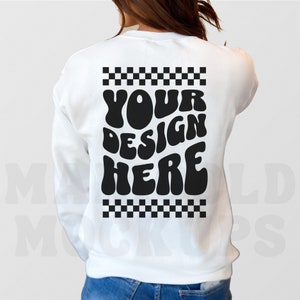 Gildan White Sweatshirt Mockup Back of Sweatshirt Neutral Sweatshirt Mockup | Gildan Sweatshirt 18000 Mock Up | White Crewneck Mock Up