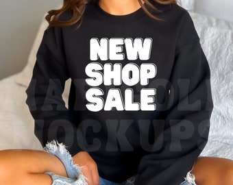 Gildan Black Sweatshirt Mockup | Neutral Sweatshirt Mockup | Gildan Sweatshirt 18000 Mock Up | Black Crewneck Mock Up